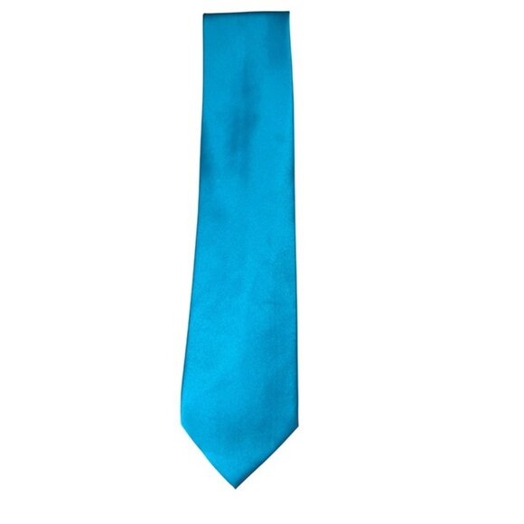 Alexander Logan men's tie bright blue 100% polyester neck tie 4" wide 58" long - Picture 4 of 5